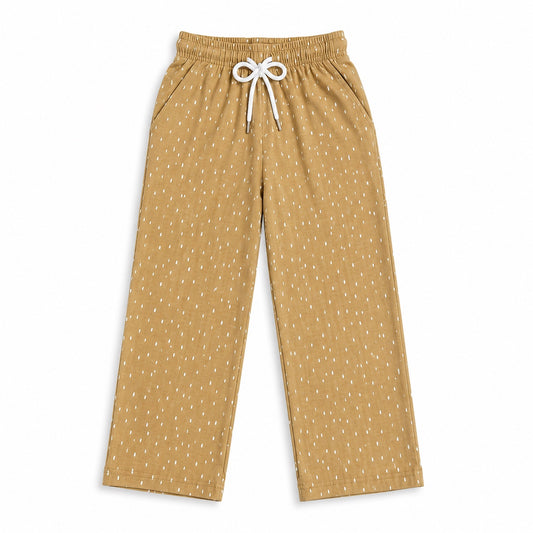 Girls Printed Wide Leg Trouser – Mustard