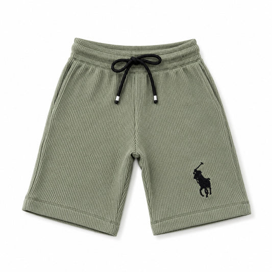 Boys Olive Waffle Knit Shorts – Soft Cotton Summer Shorts