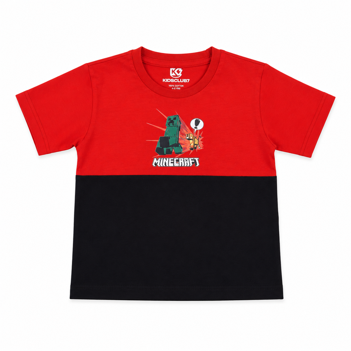Boys Minecraft Graphic T-Shirt – Premium Cotton Gaming Tee | Red & Black