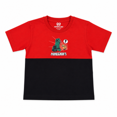 Boys Minecraft Graphic T-Shirt – Premium Cotton Gaming Tee | Red & Black