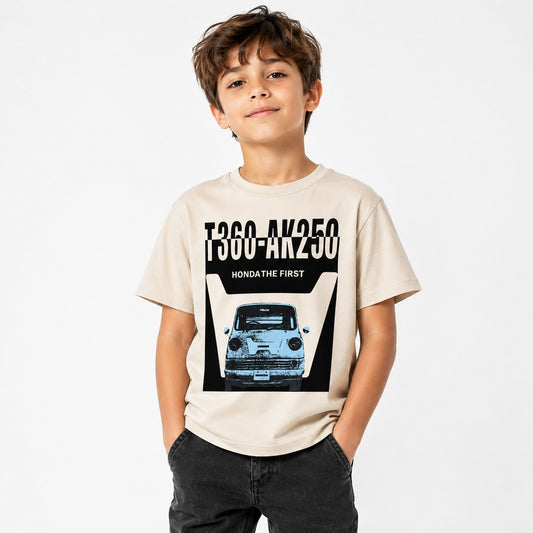 Boys Vintage Car Graphic T-Shirt – Premium Cotton Casual Tee