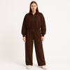Women’s Brown Zip-Up Tracksuit Set – Casual & Comfy