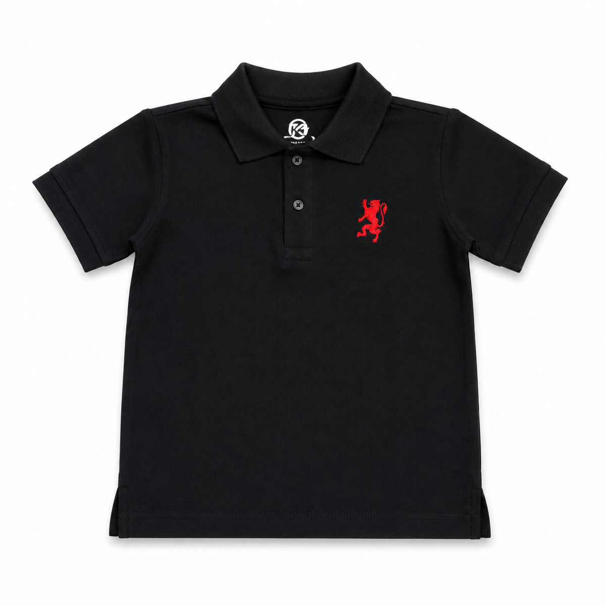 Boys Black Classic Polo Shirt with Red Embroidery