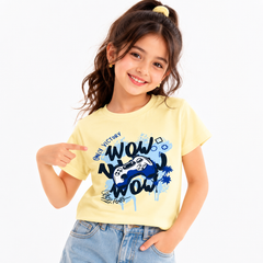 Kids Girls Graphic Print T-Shirt – WOW Gaming Design | Soft Cotton Tee