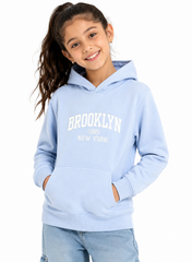 Girls Brooklyn 1989 Hoodie – Sky Blue Fleece