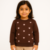Brown Girl Sweatshirt with Pink Heart Embroider