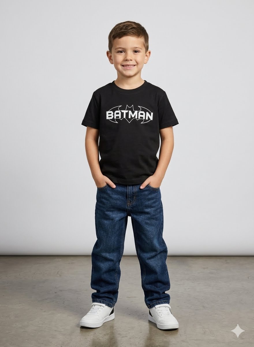 Boys Batman Graphic Black Cotton T-Shirt