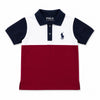 Boys Color Block Polo Shirt – White, Navy & Maroon