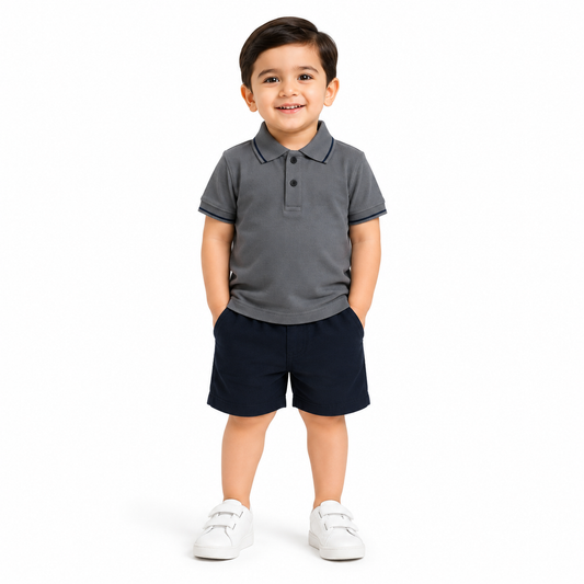 Kids Charcoal Grey Premium Polo Shirt