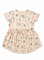 Girls’ Cute Woodland  Print Frock – Beige