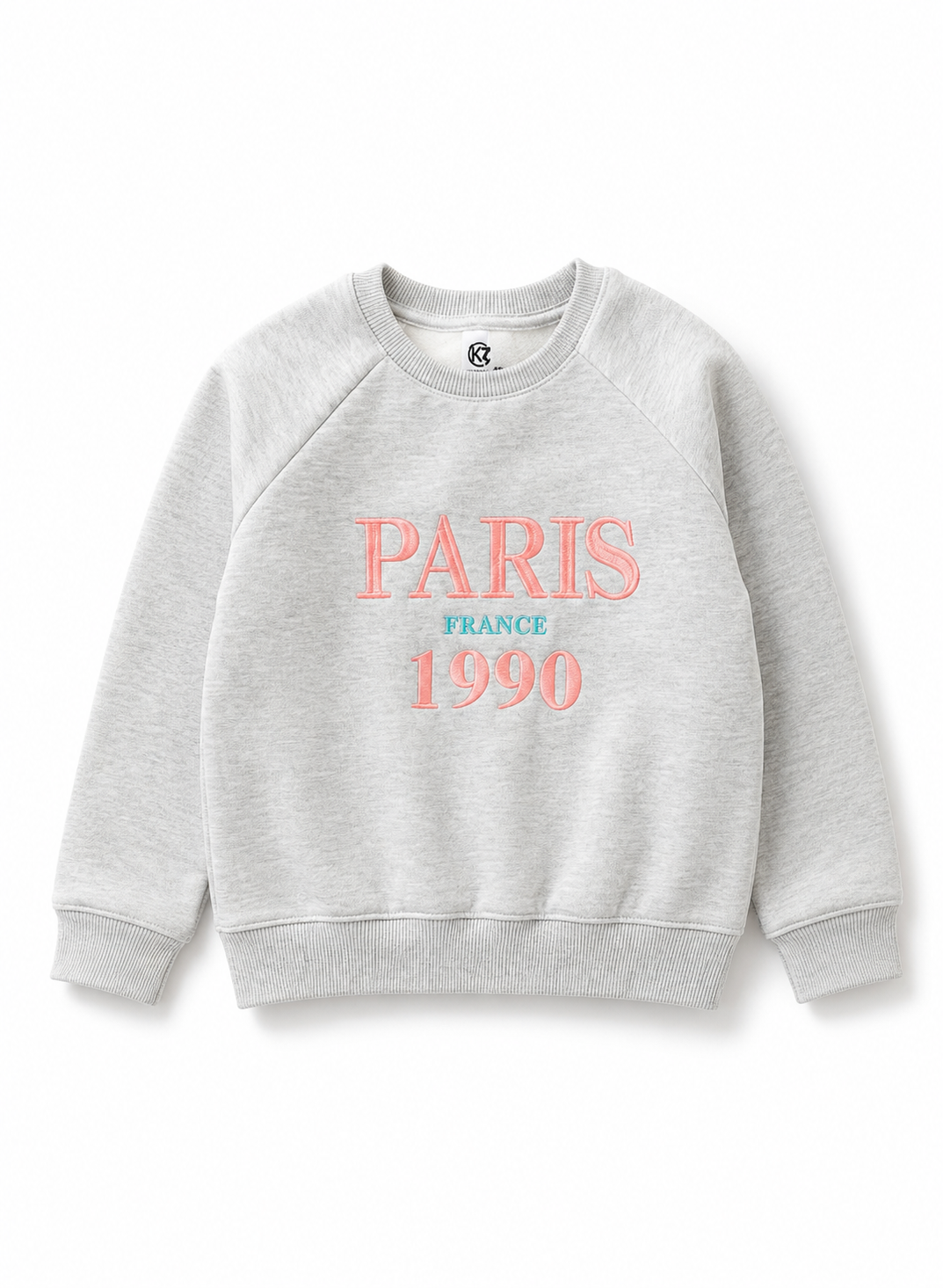 Girls Sweatshirt  Paris 1990 Embroidered Soft Cotton  Fleece