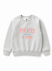 Girls Sweatshirt  Paris 1990 Embroidered Soft Cotton  Fleece