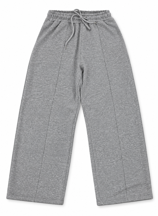 Men’s Grey Wide-Leg Trousers | 100% Cotton Fleece