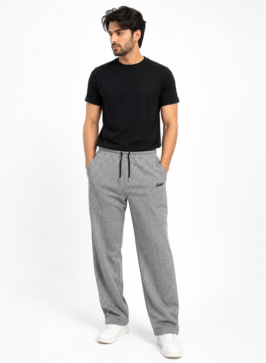 Men’s Premium Grey Baggy Trousers – Straight Leg Relaxed Fit