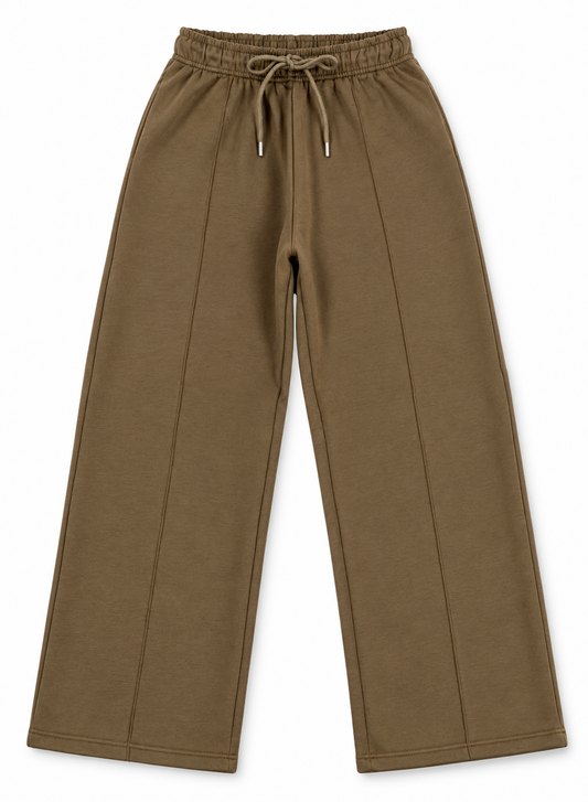 Women’s Baggy Fit Cotton Fleece Trousers – Brown