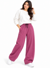 Women’s Ribbed Wide-Leg Trousers | Casual Lounge