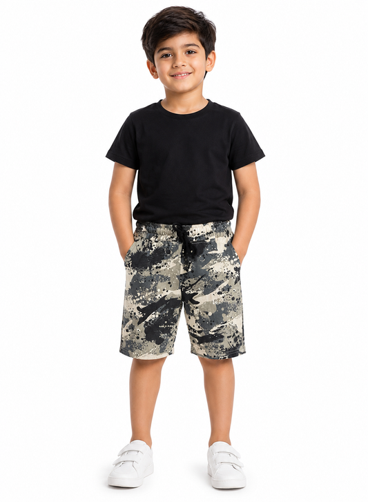 Kids Boys Camo Print Cotton Shorts  Drawstring Summer Shorts