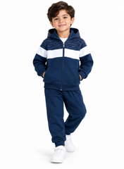 Boys Navy Blue Fur Hoodie