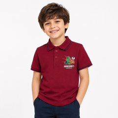 Kids Minecraft Polo Shirt – Maroon | Premium Cotton