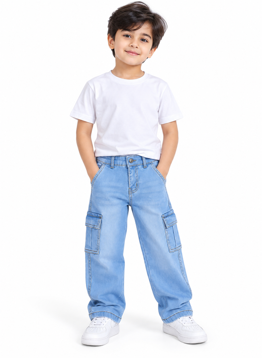 Boys Baggy Light Blue Cargo Jeans – Premium jeans