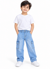 Boys Baggy Light Blue Cargo Jeans – Premium jeans