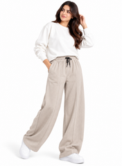 Women’s Ribbed Wide-Leg Trousers | Relaxed Fit