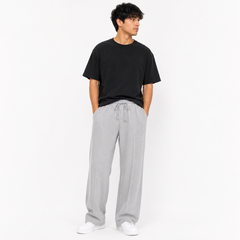 Men’s Ribbed Wide Leg Lounge Trousers – Light Grey