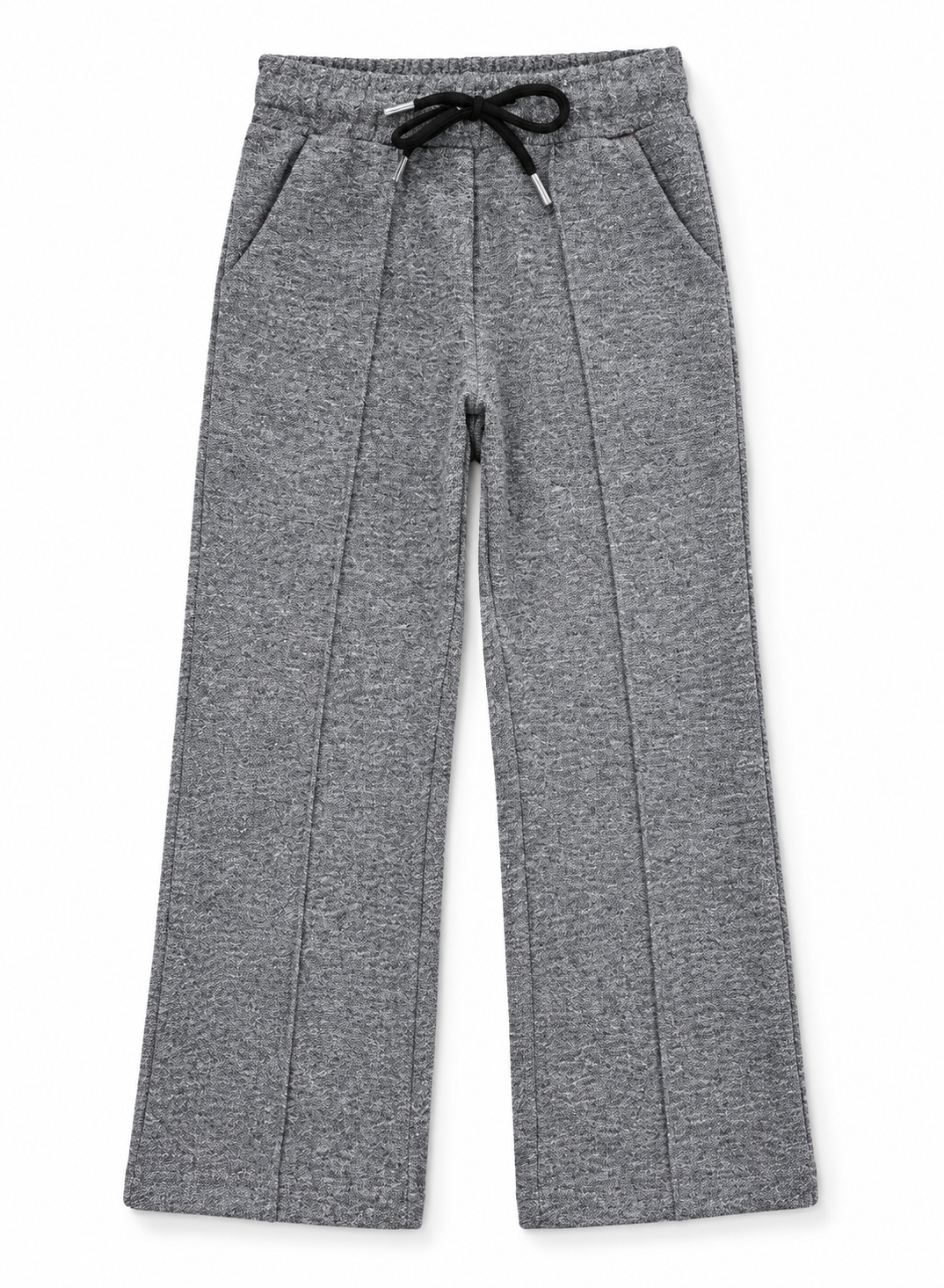 Boys Grey Wide-Leg Trousers | Textured Casual