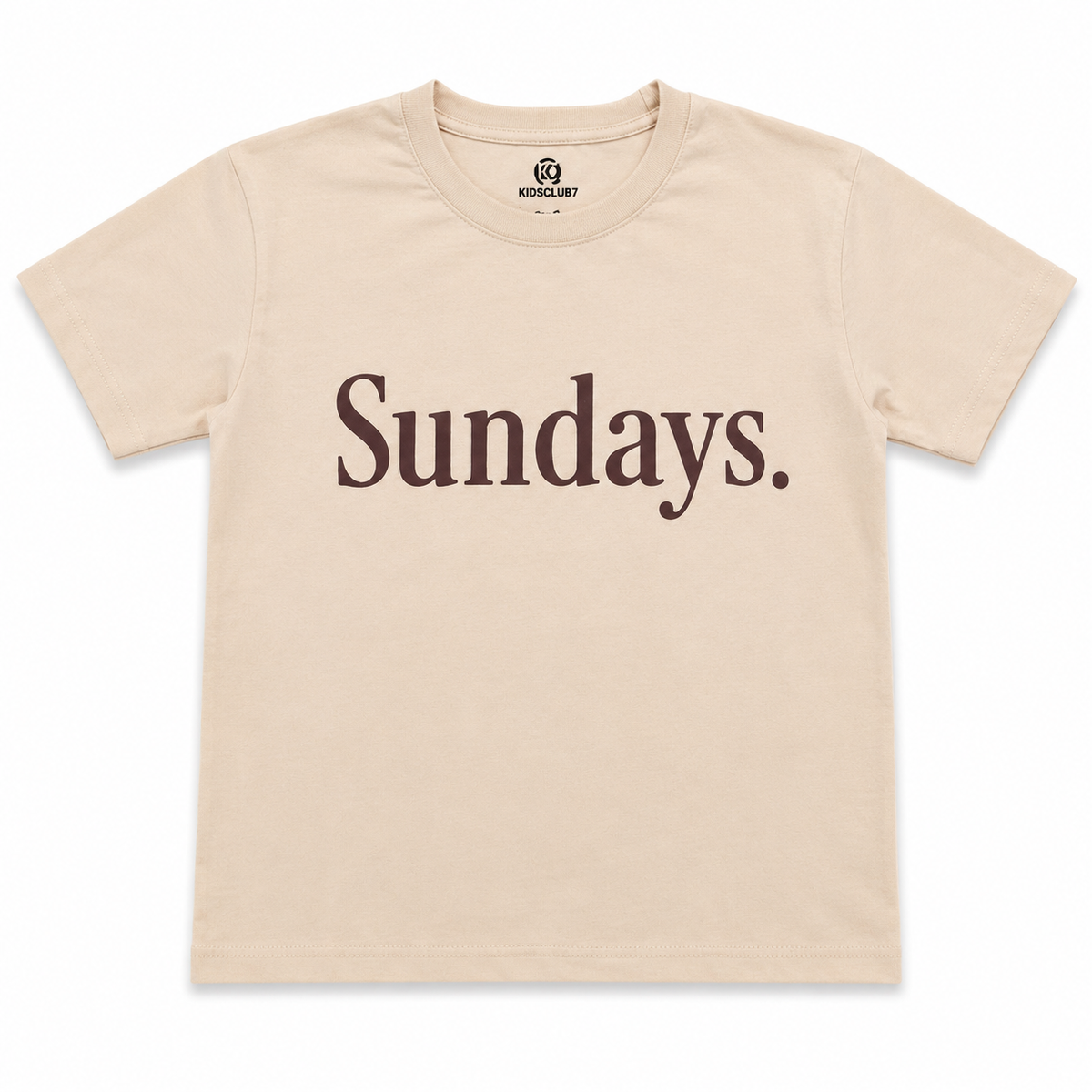 Kids Graphic T-Shirt – "Sundays." Beige Cotton Tee