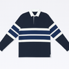 Men’s Navy & White Striped Rugby Polo Shirt – Long Sleeve Casual Wear