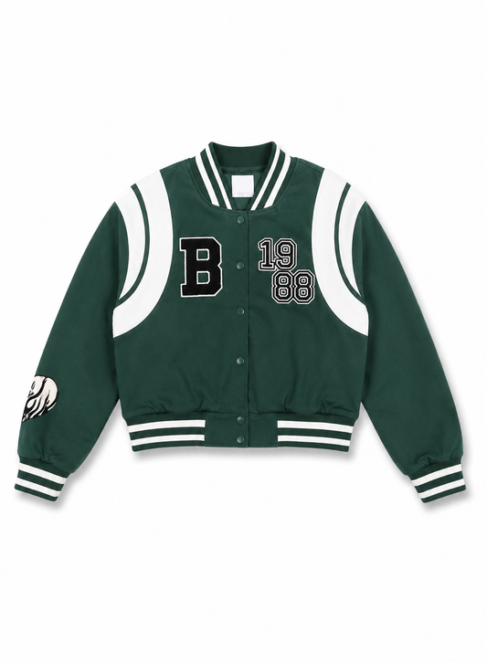 Women’s Dark Green Varsity Bomber Jacket