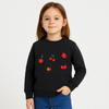 Girl Black Sweatshirt with Colorful Embroidered Fruits & Flowers