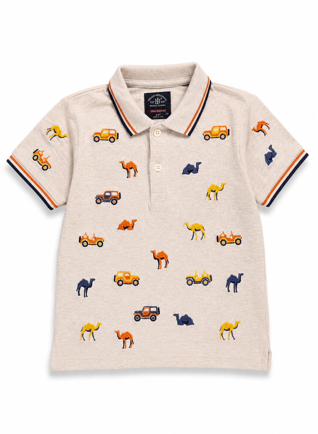 Premium Boys’ Embroidered Camel & Jeep Polo Shirt