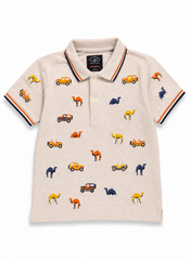 Premium Boys’ Embroidered Camel & Jeep Polo Shirt